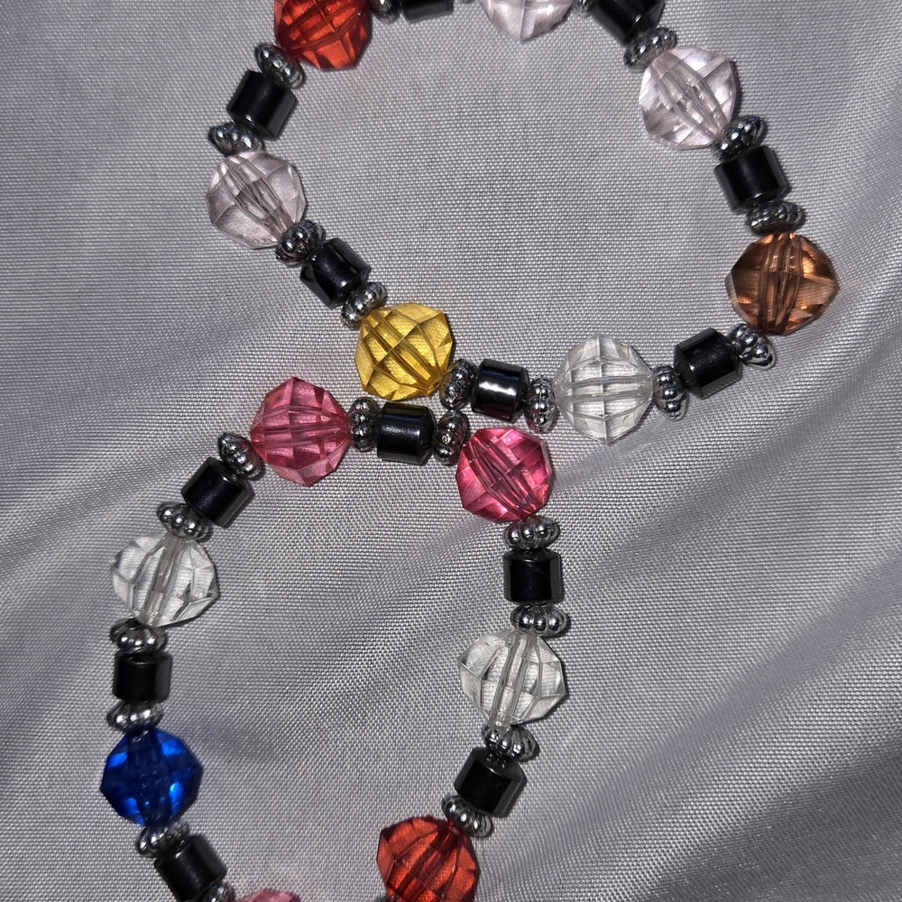 Multicolor Faceted Beaded Stretch Two Bracelets - image 2